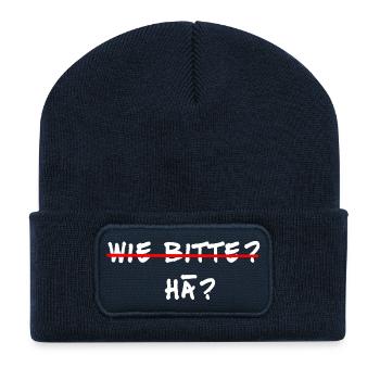 coole pfälzer shirts, wie bitte, hä - Recycelte Patch Beanie - French Navy - Vorne