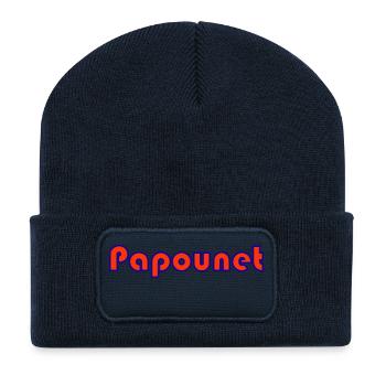 PAPOUNET. BONNE FÊTE PAPA. PAPA. FÊTE DES PÈRES - Beanie recyclé à patch - bleu marine - Devant