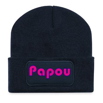 PAPOU. PAPA. FÊTE DES PÈRES. BONNE FÊTE PAPA - Beanie recyclé à patch - bleu marine - Devant