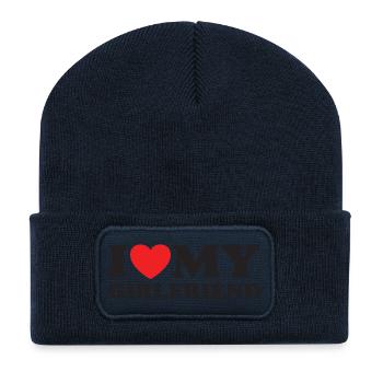 J’aime ma petite amie - Beanie recyclé à patch - bleu marine - Devant