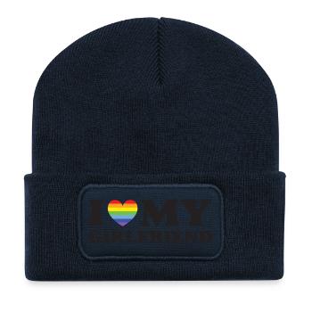 J’aime ma copine - LGBTQ - Beanie recyclé à patch - bleu marine - Devant