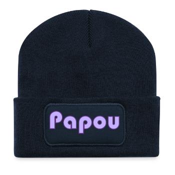 PAPOU. PAPA. FÊTE DES PÈRES. BONNE FÊTE PAPA - Beanie recyclé à patch - bleu marine - Devant