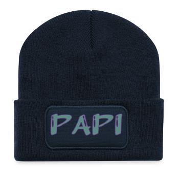 PAPY. FÊTE DES PÈRES. BONNE FÊTE PAPY. JE T'AIME. - Beanie recyclé à patch - bleu marine - Devant