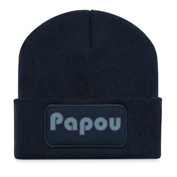 PAPOU. PAPA. FÊTE DES PÈRES. BONNE FÊTE PAPA - Beanie recyclé à patch - bleu marine - Devant