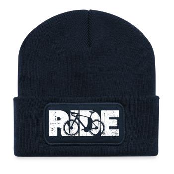 Art minimal de la silhouette de vélo - Beanie recyclé à patch - bleu marine - Devant