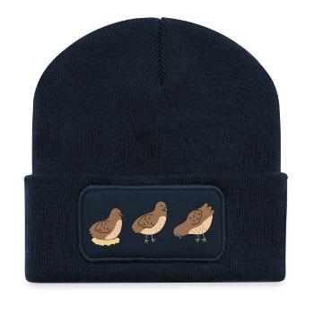 Chemise de caille de dessins animés mignonne - Beanie recyclé à patch - bleu marine - Devant