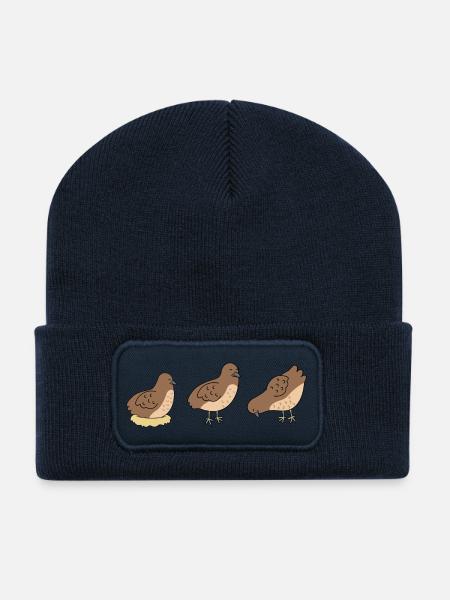 Süße Cartoon Wachteln Shirt - Recycelte Patch Beanie - French Navy