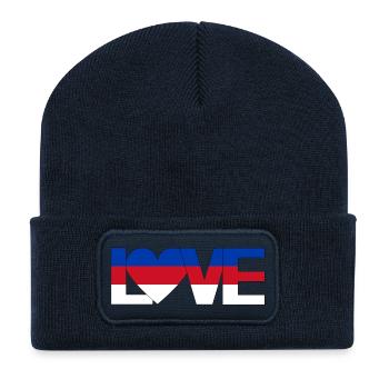love Sorben Lausitz Oberlausitz Heimat mit Herz - Recycelte Patch Beanie - French Navy - Vorne