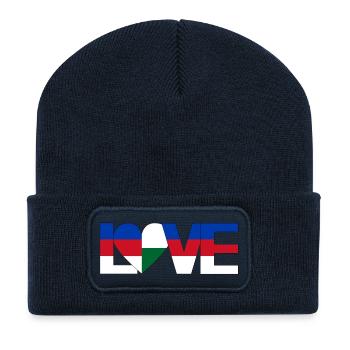 love Sorben Sachsen ein Herz für die Heimat - Recycelte Patch Beanie - French Navy - Vorne