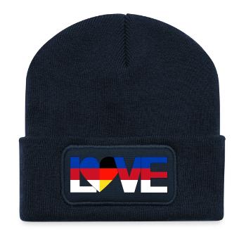 love Sorben Lausitz Oberlausitz Deutschland Heimat - Recycelte Patch Beanie - French Navy - Vorne