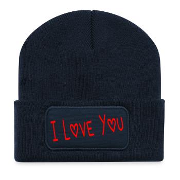 HERZ. WEIHNACHTEN. PAAR. VALENTINSTAG. GERADE VERHEIRATET. - Recycelte Patch Beanie - French Navy - Vorne