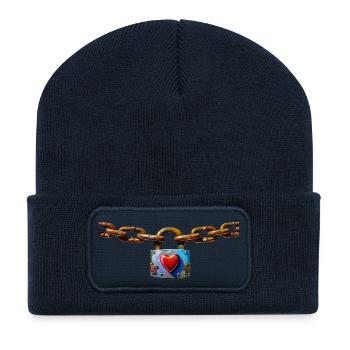 Liebeschloss mit Herz - Recycelte Patch Beanie - French Navy - Vorne