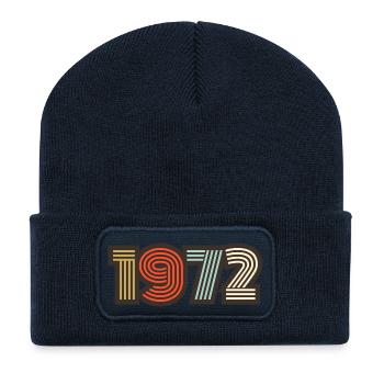 1972 rétro vintage - Beanie recyclé à patch - bleu marine - Devant