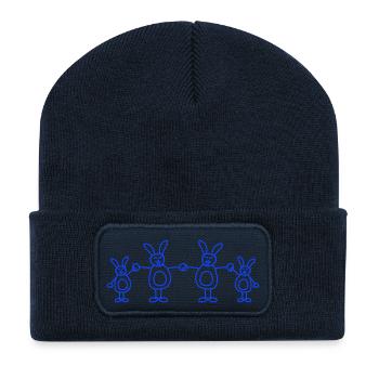 4 Hasen Familie Kinder Eltern vier Geschwister Süß - Recycelte Patch Beanie - French Navy - Vorne