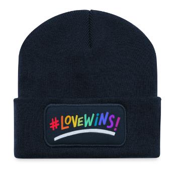 L’amour gagne la fierté - Beanie recyclé à patch - bleu marine - Devant