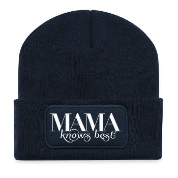 Mama sait mieux / Beste Mama - Beanie recyclé à patch - bleu marine - Devant