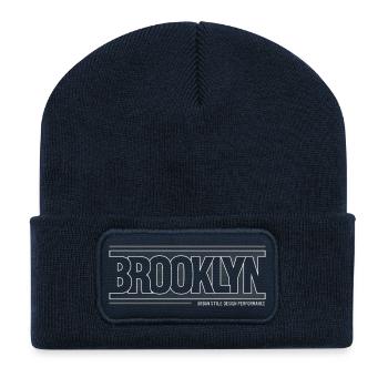 Vents de la silhouette de la ligne d’horizon de Brooklyn - Beanie recyclé à patch - bleu marine - Devant
