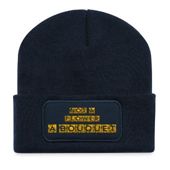 Blumenstrauß aus Sonnenblumen und Gräser - Recycelte Patch Beanie - French Navy - Vorne