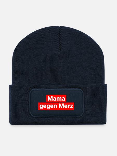 Mama gegen Merz T-Shirt Feministin - Recycelte Patch Beanie - French Navy