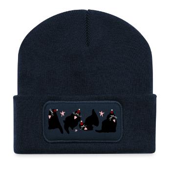 CHATS DE NOËL - Beanie recyclé à patch - bleu marine - Devant