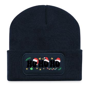 Ho Ho Ho Santa Hats Christmas - Recycled Patch Beanie - french navy - Front