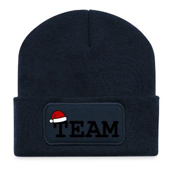 Équipe Chapeau de Noël - Beanie recyclé à patch - bleu marine - Devant