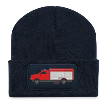 Camion de pompiers - Beanie recyclé à patch - bleu marine - Devant