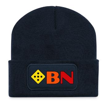 BN Cube Logo Yellow-Orange Red - Recycled Patch Beanie - french navy - Front