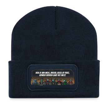 boeren_tshirt_new_landscape_NL - Beanie recyclé à patch - bleu marine - Devant