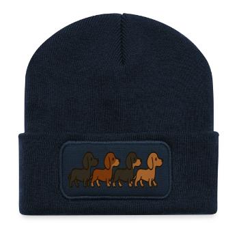 Hundewachstumsmuster Welpe zu Erwachsenen-Illustration - Recycelte Patch Beanie - French Navy - Vorne