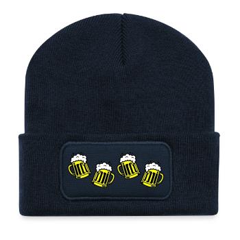 Bier Bierkrug Prost Comic - Recycelte Patch Beanie - French Navy - Vorne