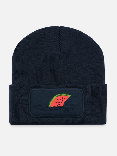Melonenflosse – Süßer Hai im Anmarsch - Recycelte Patch Beanie - French Navy