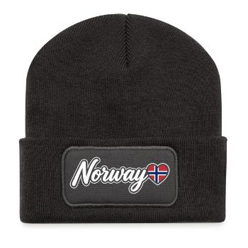 Norwegisches Drehbuch mit Flag Heart Fan Patriotisch - Recycelte Patch Beanie - Dunkelgrau - Vorne