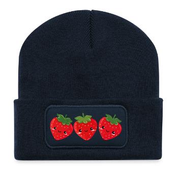 Strawberries Sweet Faces - Recycled Patch Beanie - french navy - Front