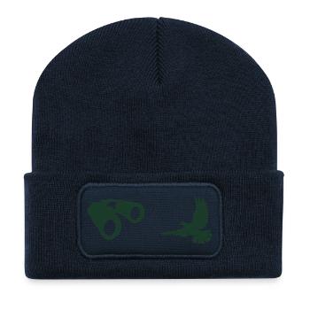 Minimalistische Vogelbeobachtung Silhouette  - Recycelte Patch Beanie - French Navy - Vorne
