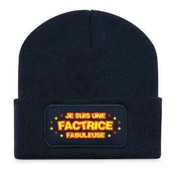 Je suis une factrice fabuleuse humour femme - Beanie recyclé à patch - bleu marine - Devant