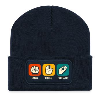 Rock Paper Perfecto Chef's Kiss Restaurant Chef - Recycelte Patch Beanie - French Navy - Vorne