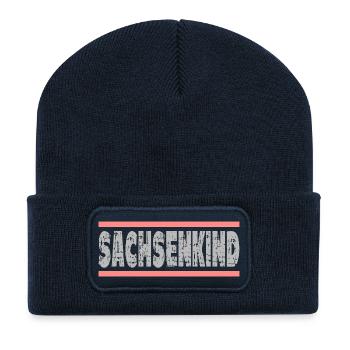SACHSENKIND Heimatstolz Sachsen Spruch - Recycelte Patch Beanie - French Navy - Vorne