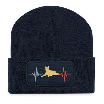 Hund Herzlinie Vintage Look - Recycelte Patch Beanie - French Navy - Vorne
