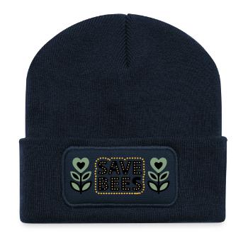  Save Bees Bienen Blumen Naturschutz Imker - Recycelte Patch Beanie - French Navy - Vorne