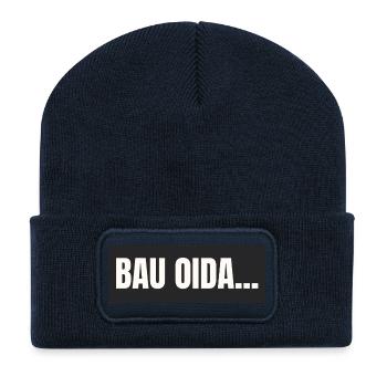 Bau Oida Dialekt Grafik - Recycelte Patch Beanie - French Navy - Vorne