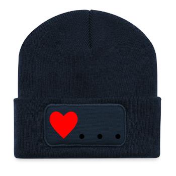 Cœur à trois points – Conception de symboles - Beanie recyclé à patch - bleu marine - Devant