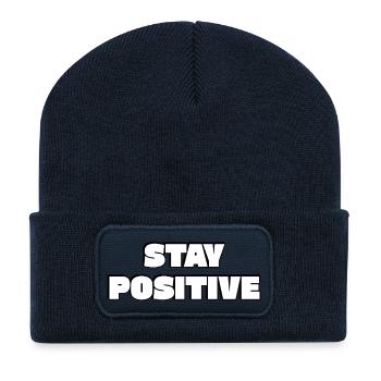 Stay Positive Bold Typography - Recycled Patch Beanie - french navy - Front