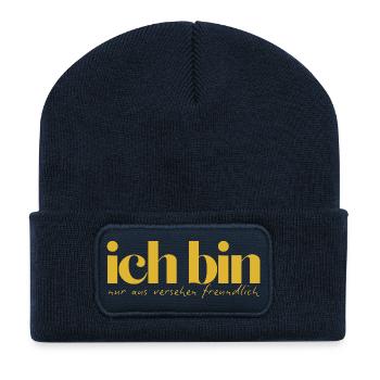 Ich bin nur aus Versehen freundlich - Recycelte Patch Beanie - French Navy - Vorne