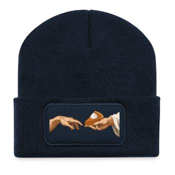 Tarte à la citrouille : La préparation de la tarte à la citrouille - Beanie recyclé à patch - bleu marine - Devant