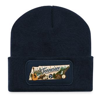 Tennessee Great Smoky Mountains Vintage-Aufkleber - Recycelte Patch Beanie - French Navy - Vorne