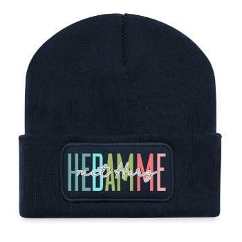 Hebamme mit Herz Design - Recycelte Patch Beanie - French Navy - Vorne