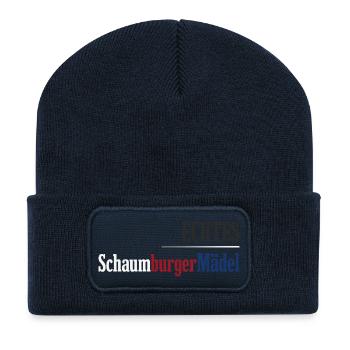 Echtes Schaumburger Mädel Niedersachsen - Recycelte Patch Beanie - French Navy - Vorne