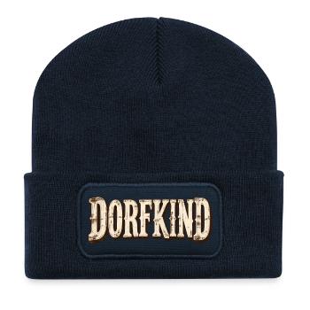 Dorfkind Retro Typografie im Western-Stil - Recycelte Patch Beanie - French Navy - Vorne