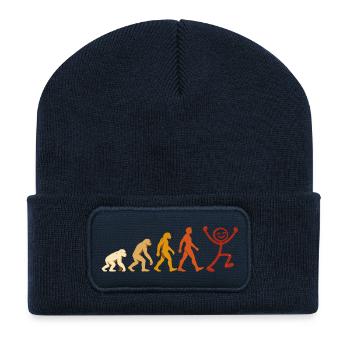 Evolution Mensch Freude Retro Design - Recycelte Patch Beanie - French Navy - Vorne